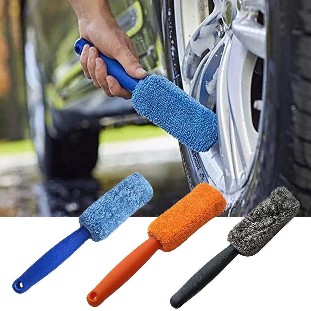 1x Car Wheel Tire Rim Scrub Brush Microfiber Washing Cleaning Tool  Accessories