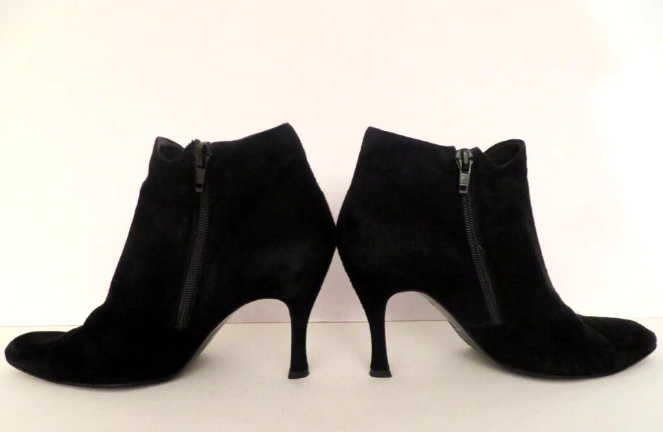 De colección Y2K CHARLES JOURDAN Paris Talla 8 8.5 Mujeres Gamuza Cuero Negro Botas Tacones Foto 2 de 4