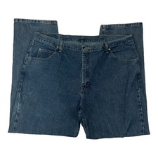 Wrangler Mens Five Pocket Design Medium Wash Straight Blue Denim Jeans Sz 42X32