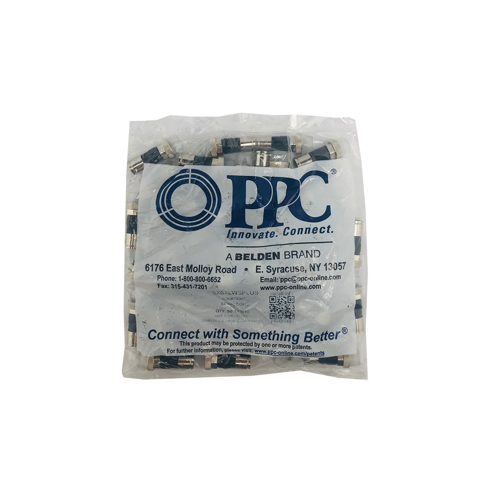 50 Pack PPC EX6XLWSPLUS Weatherproof RG6 Compression Connector - Extended Body - Image 4 of 4