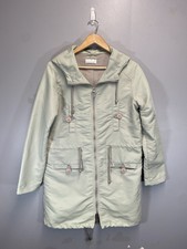 Fred Perry Womens Parka Coat Pale Green Size 14 Windbreaker Long Fishtail