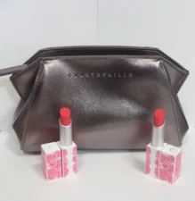 CHANTECAILLE LIP CHIC ROSE DE MAI 0.09 OZ x 2 W/ SILVER COSMETICS BAG