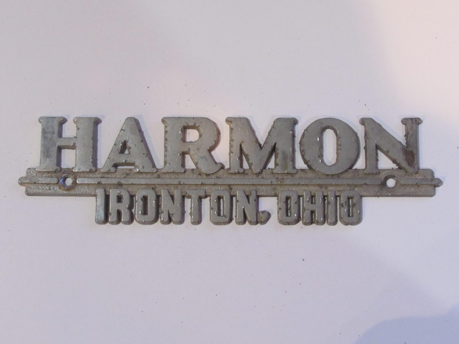Vintage Harmon Motors Ironton Ohio Metal Dealer Badge Emblem Tag Trunk