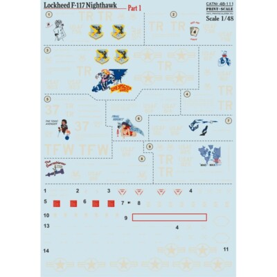 Print Scale 48-111 Decal airplane 1:48 Lockheed F-117 Nighthawk Part1 Waterslide