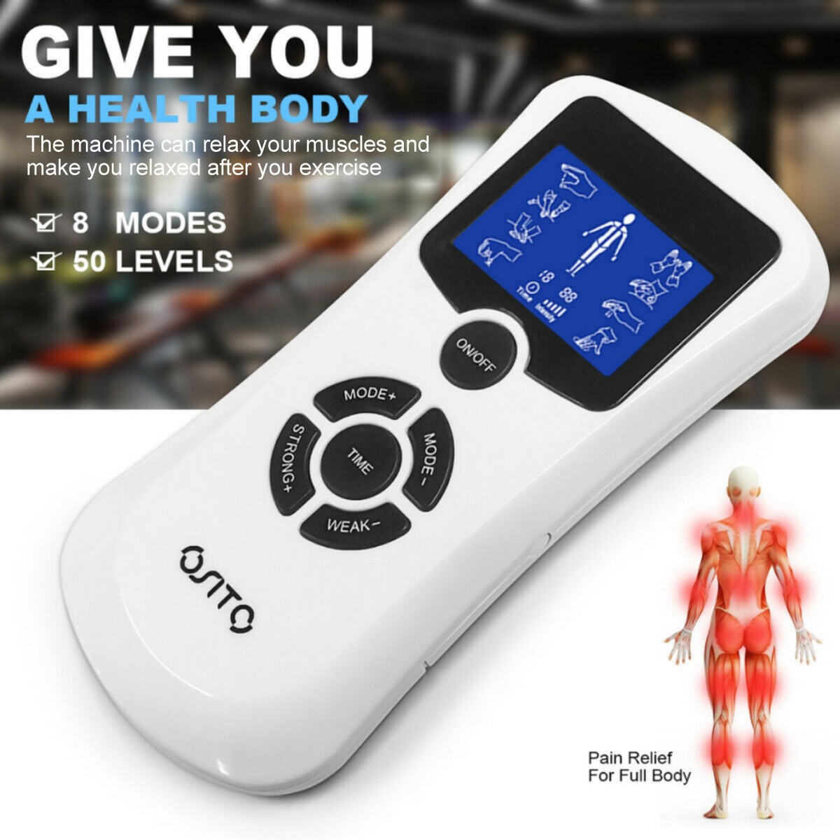 Stimulateur Musculaire électronique OSITO TENS/EMS - Soulagement De La Douleur, Rechargeable USB, Neuf