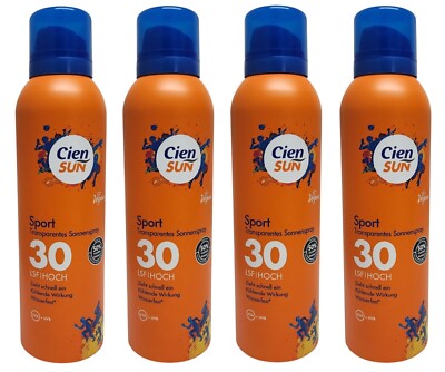 4 x CIEN SUN SONNENSPRAY LSF 30 transparent  Sonnencreme Wasserfest Spray Sport