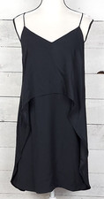 WHBM 6 Slip Dress Womens Cutaway Tiered Black Cocktail Party Special Occasion