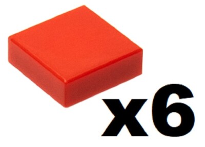 LEGO 6 New Red Tile 1 x 1 Stud Plain Mosaic Part 3070 RD22