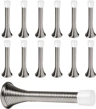 12 Pack Spring Door Stops 3 1/4 Inch Flexible Heavy 12 Pack, Satin Nickel 