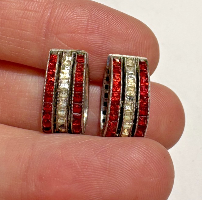 Vintage Red Ruby Cluster Crystal Rhinestones Ster… - image 1