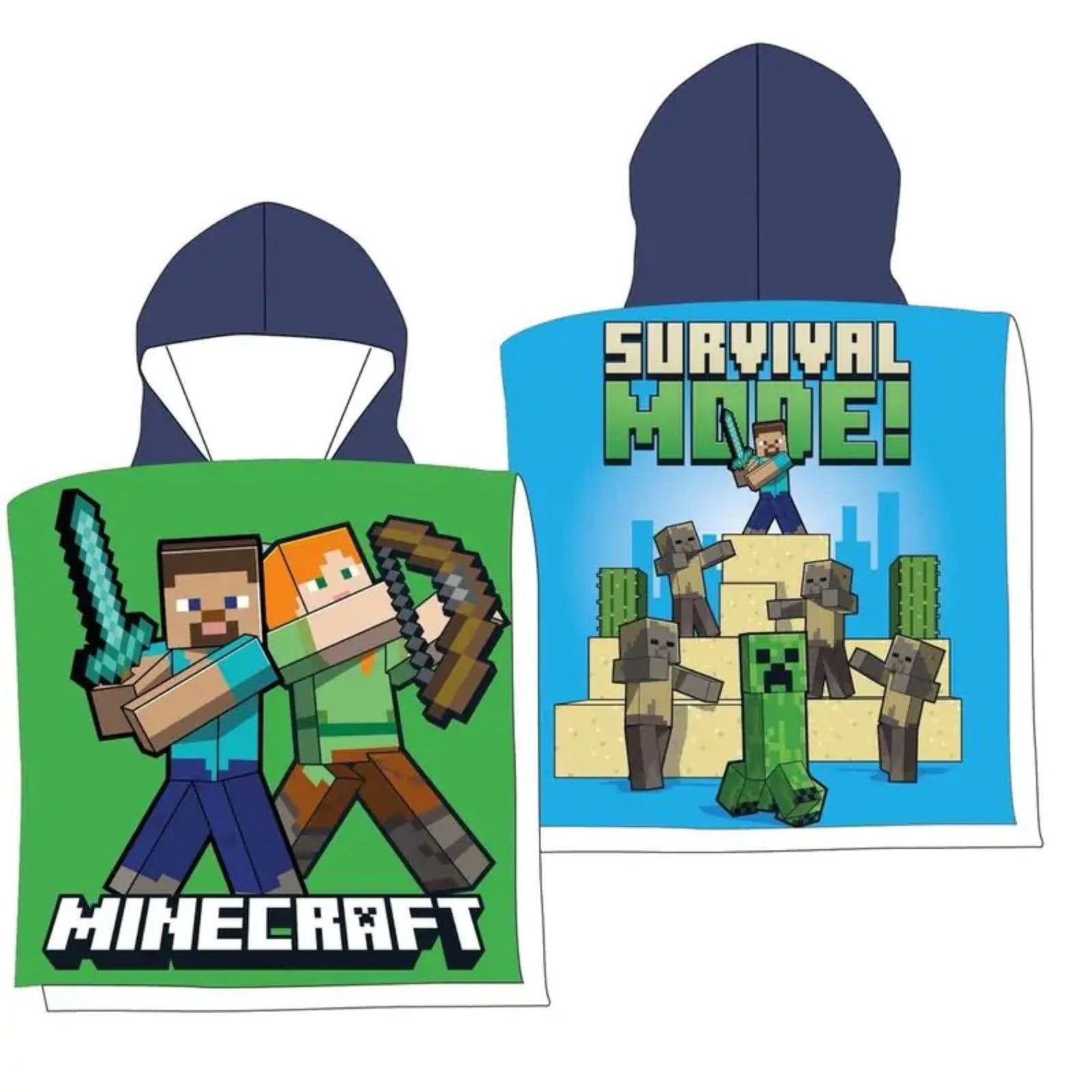 Minecraft 100 x 50 cm Mikrofaser Bade Poncho für Jungen und Mädchen ab 3 Jahren