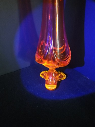 VIKING ORANGE AMBERINA MCM DRAPIERT DREI ZEHEN PERSIMONE GESCHWUNGENE GLASVASE 24,5" - Bild 10 von 23