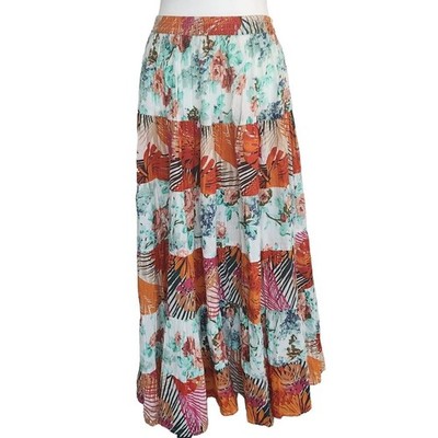 The Paragon Maxi Boho Phoebe Hippie Tiered Costal Cotton Skirt Indie Womans Sz S