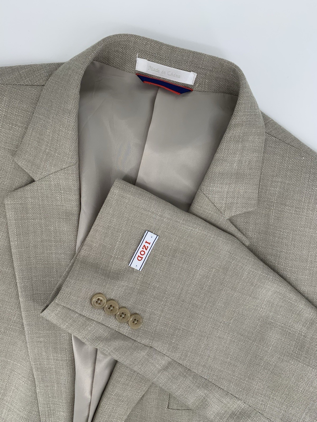 Izod Blazer Mens 52R Beige Linen Blend Sport Coat Suit Jacke
