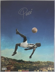 Pele Signed 16x20 Photo Beckett COA Brazil Soccer