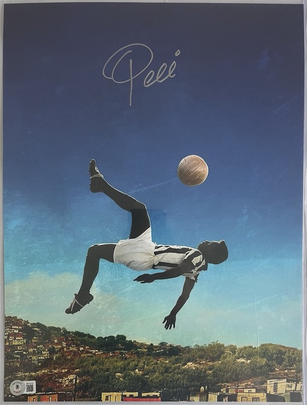 Pele Signed 16x20 Photo Beckett COA Brazil Soccer