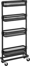 Carrello per Piccolo Spazio, Carrello Da Bagno E Cucina Con 4 Cesti Di Filo Meta