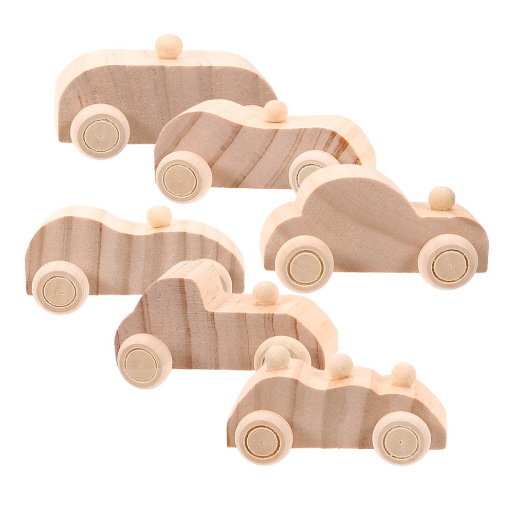 6 Pcs Autospielzeug Holz Bastelset Kinder Baustelle Basteln Kindergeburtstag