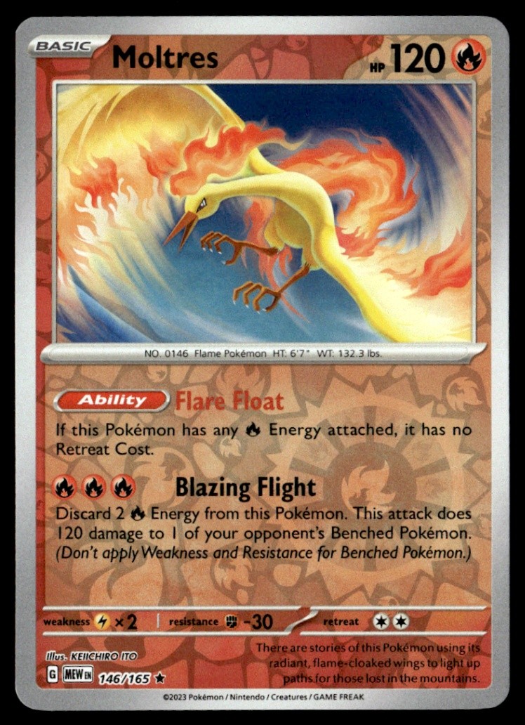 Moltres Rare Reverse Holo SV: Scarlet & Violet 151 146/165 NM Pokémon TCG