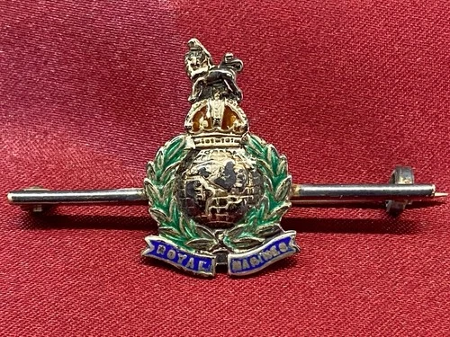 Lovely WW1/2 Royal Marines Silver enamel Sweetheart brooch w/fixing