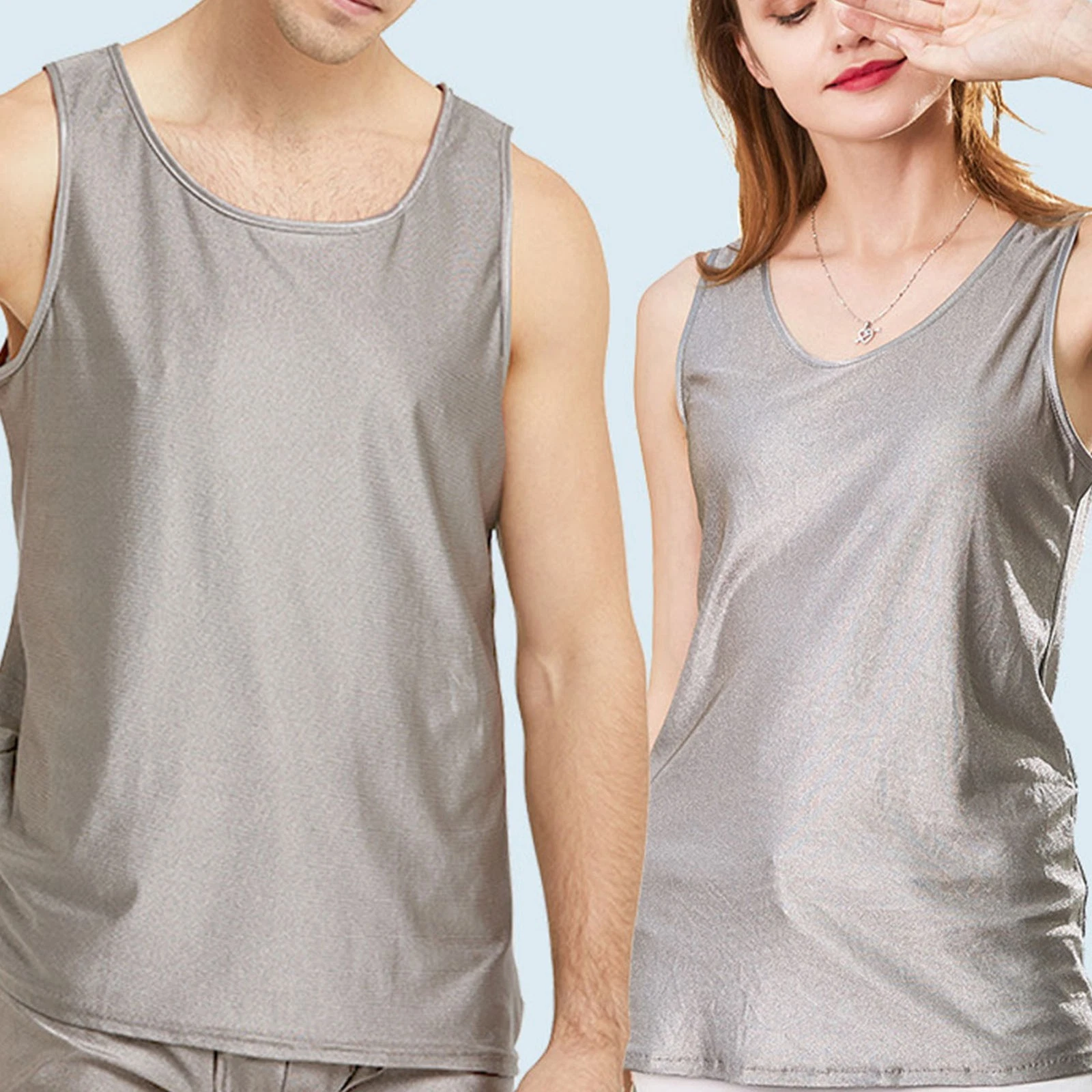 VETEMENTS Gilet Blocco EMF Anti Radiazioni Abbigliamento Fibra Argento Uomo Protezione Tank ZC