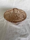 Vintage Pink Pressed Glass With Roses And Hearts Candy Dish With Lid