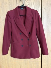 EXPRESS BURGUNDY RED SIGNATURE STRETCH LONG SLIM BLAZER SZ S SMALL