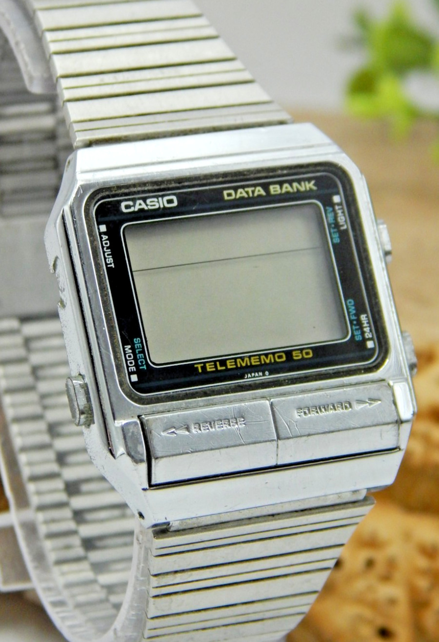 Vintage Casio Date Bank Telememo 50 DB-500 Chromed Digital men's wrist watch