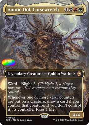 Foil Auntie Ool, Cursewretch (Borderless) - 2 - NM - Commander: Lorwyn Eclipsed