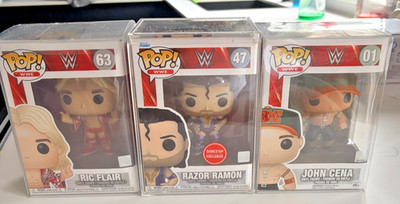 WWE Funko Bundle - Razor Ramon #47 Hard Stack + Cena #01 & Flair #63 Neuwertig