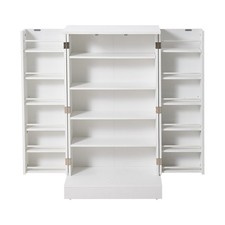 105cm Freestanding Kitchen Cupboard 2-Door Storage Cabinet w/ 5-6 Shelves, White