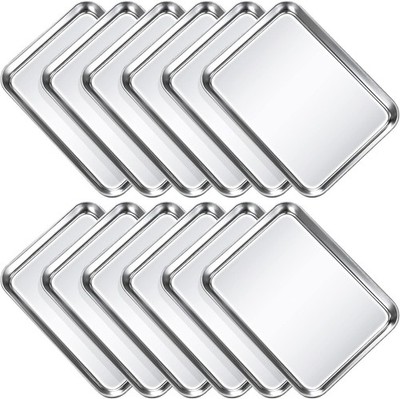 12 Pcs Baking Sheet Pan Set Stainless Steel Cookie Sheet Small Toaster Oven Pans