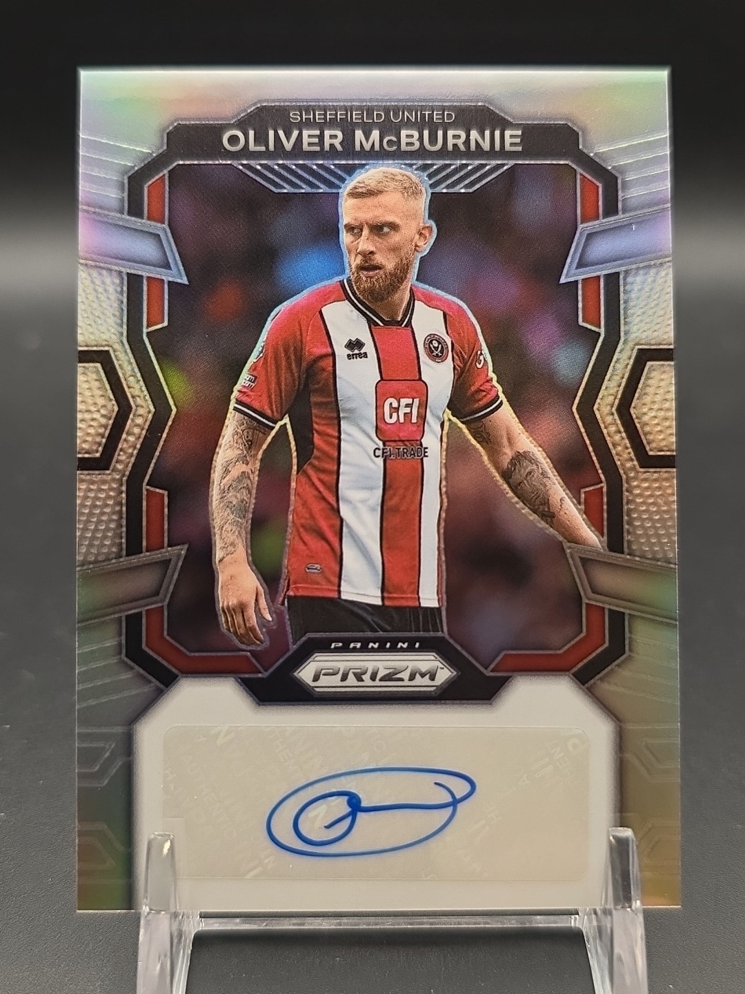 2023 Panini Premier League Soccer Oliver McBurnie Silver Prizm Auto #/99 view 1