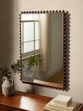 John Lewis Bobbin Rectangular Wood Wall Mirror 85 x 60cm Natural {Damaged/Dirty}