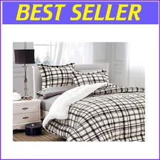 Microfiber Plaid Pattern Comforter Set - Luxury King/Cal King Bedding Essentials