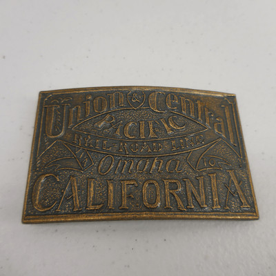 Union & Central Pacific RR Line Brass Belt Buckle Bergamot Omaha to California