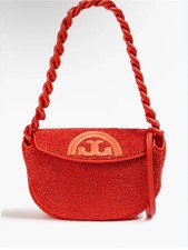 Tory Burch orange Carmine Shoulder Bag with bulky chain Strap
