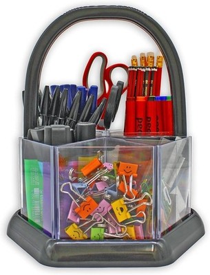 Adventa Schreibtisch Organizer, Schreibtisch ordentlich mit 6 Stück Set Stifthalter, Bleistift Töpfe für C