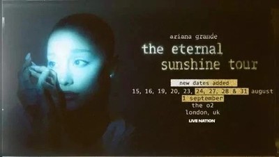 Ariana Grande Eternal Sunshine Tour London O2 August 2026 Poster