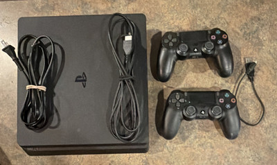 Sony PS4 Slim 1TB (CUH-2015B) Bundle - 2 Controllers + Cables - Tested/Working