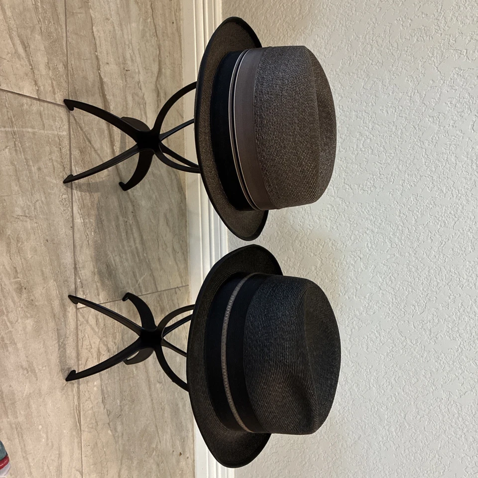 (2) Vintage Dobbs Milan Fifth Avenue Fedora Straw Hats Size 7 & the RARE Hat Box - Image 4 of 4