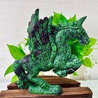3.7LB Natural and beautiful red and green treasure hand carved unicorn specimens