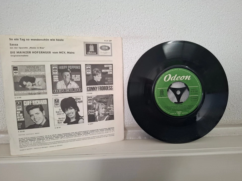 Die Mainzer Hofsänger - So ein Tag so wunderschön wie heute Sassa 1959 Single 7" - Bild 2 von 2