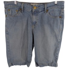 Signature Levis Jean Shorts Light Blue Bermuda Denim Size Misses 12 Long 37x11.5