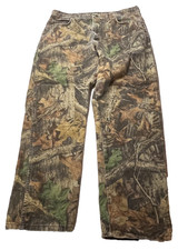 VTG Wrangler Rugged Wear Hunting Pants Men 38x32 Woods Camo Jeans USA Made Tree