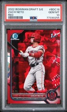 2022 Bowman Draft Sapphire Edition Zach Neto 1st Chrome Red /5 - PSA 10