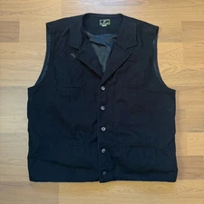Men's Wyoming Traders Black Canvas Bronco Western Button Up Vest Sz XL Tall XLT