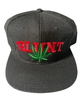 Vintage 90s Blunt Snapback Hat Cap Rap Weed Pot Leaf Hip Hop YOUNGAN WOOL