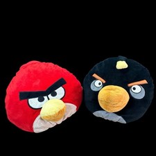Angry Birds Black Bomb  Red Bird Plush 13  x15  Medium Stuffed Animal