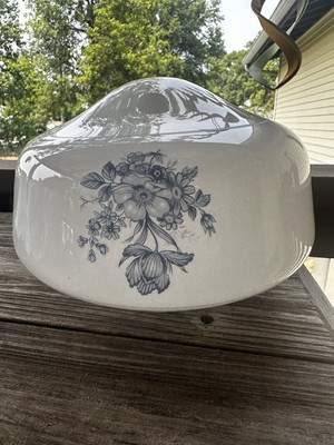 Vintage White and Blue Overhead Light Cover Gone with the wind 8x6